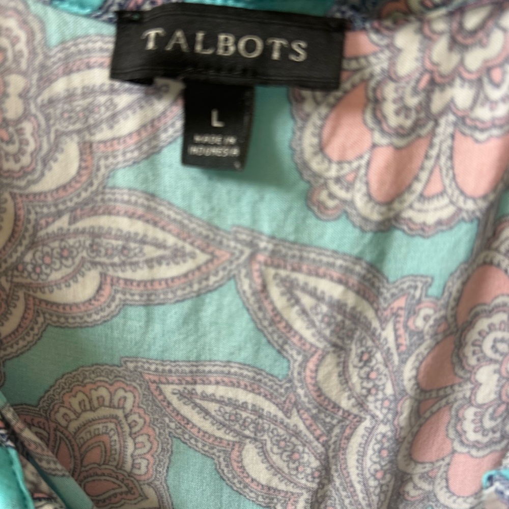 Talbots Floral Sleeveless Blouse - Pink and Blue - Picture 2 of 2